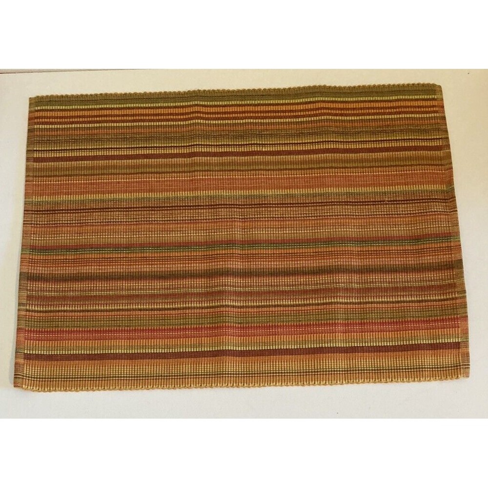 4 NWT Crate & Barrel Kaleidoscope Cotton Orange Striped Placemats  19" x 14"